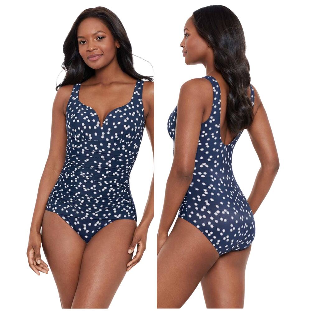 Miraclesuit NWT Luminare Cherie One Piece Swimsuit Size 12 Soft Bra Top Ruched